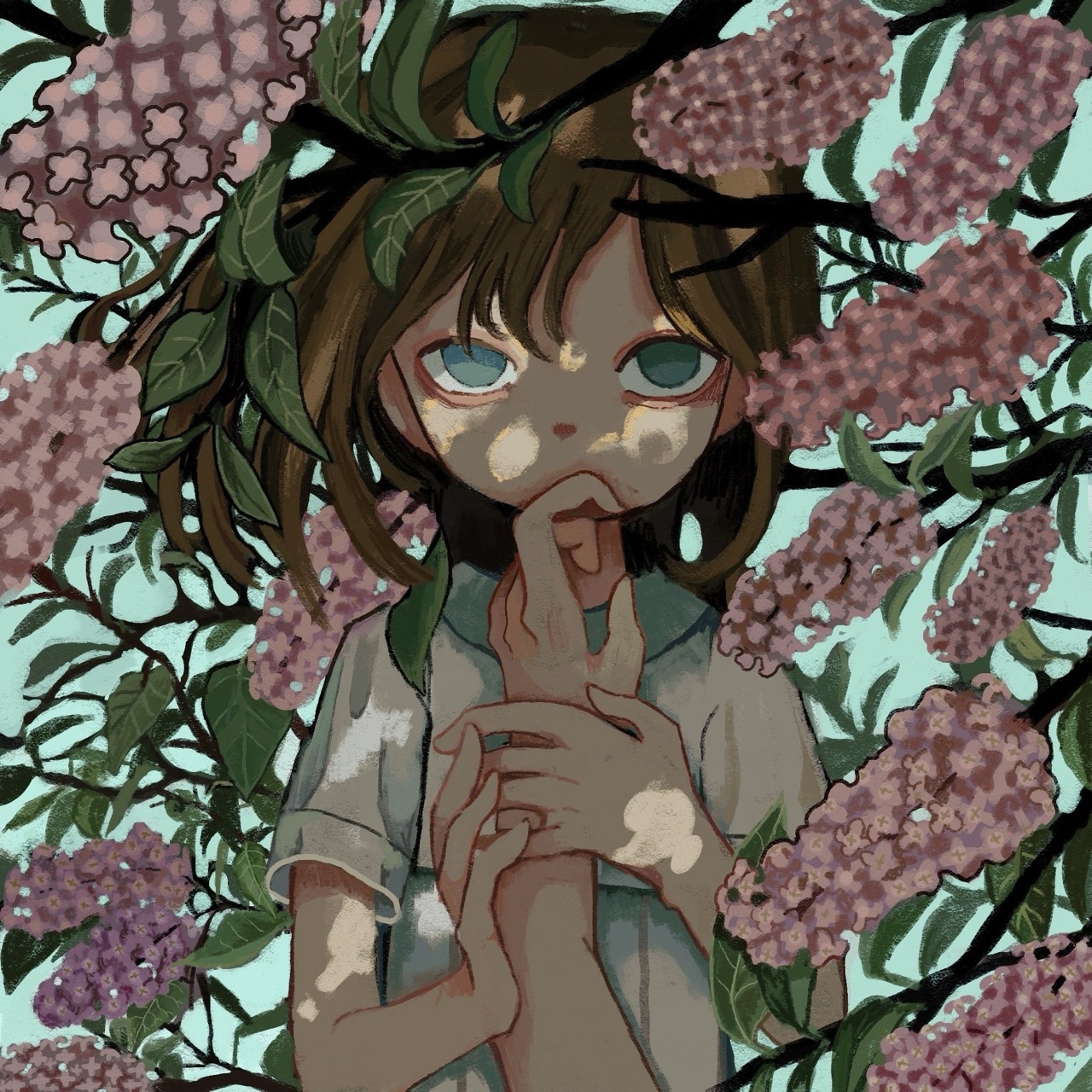 Illustration of a seemingly distressed girl and her reflection